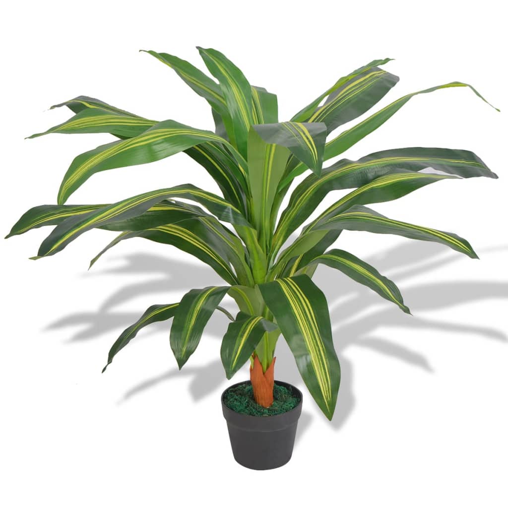Artificial Dracaena Plant with Pot 90 cm Green - OLBRIT