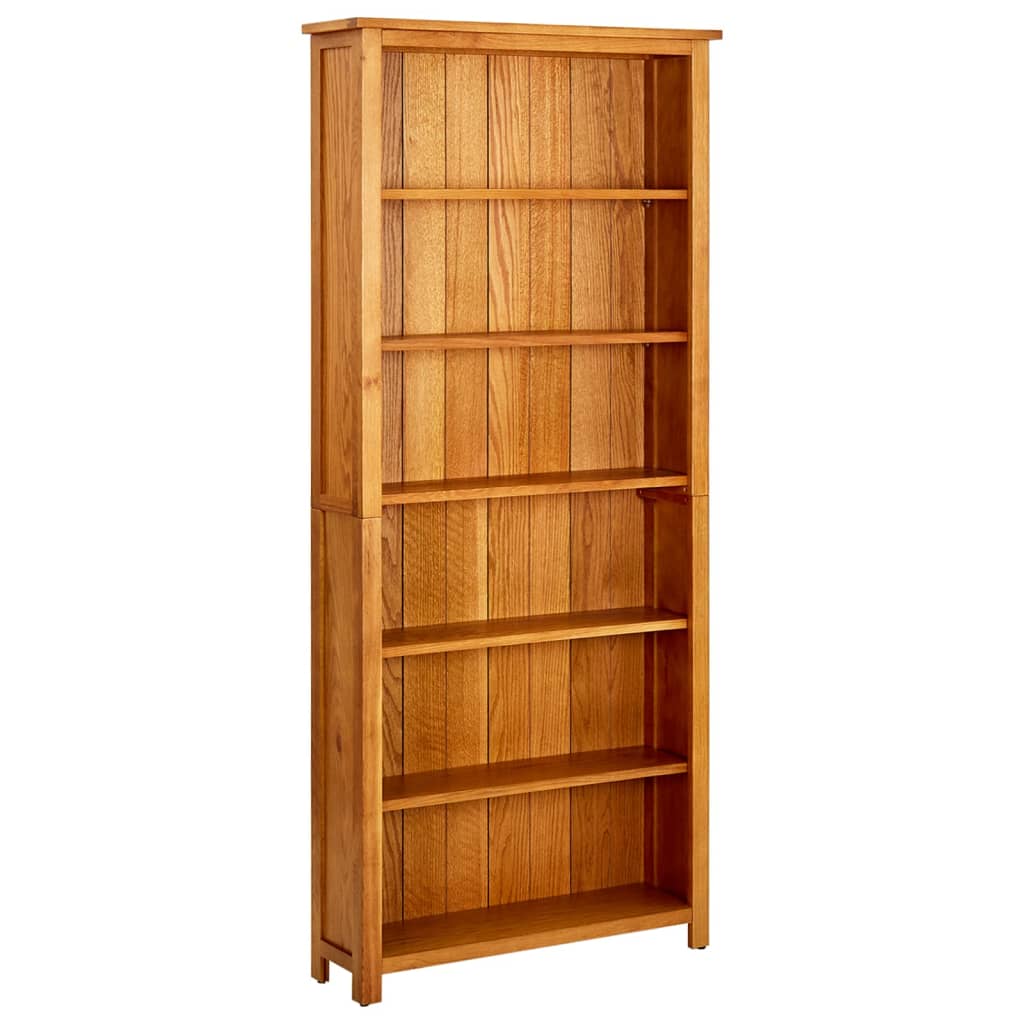 6-Tier Bookcase 80x22.5x180 cm Solid Oak Wood - OLBRIT