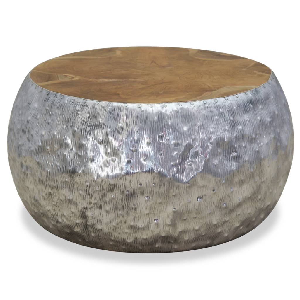 Coffee Table Aluminium Teak 60x60x30 cm - OLBRIT