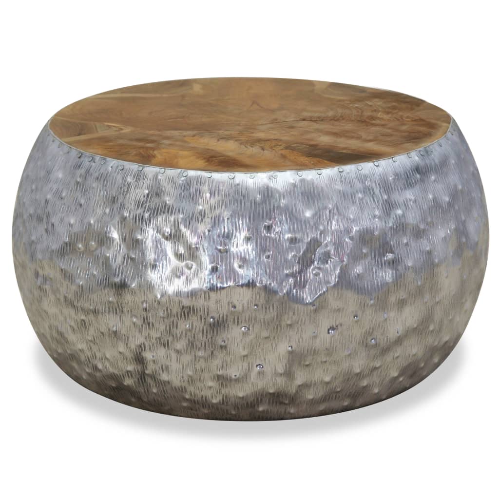 Coffee Table Aluminium Teak 60x60x30 cm - OLBRIT