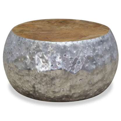 Coffee Table Aluminium Teak 60x60x30 cm - OLBRIT