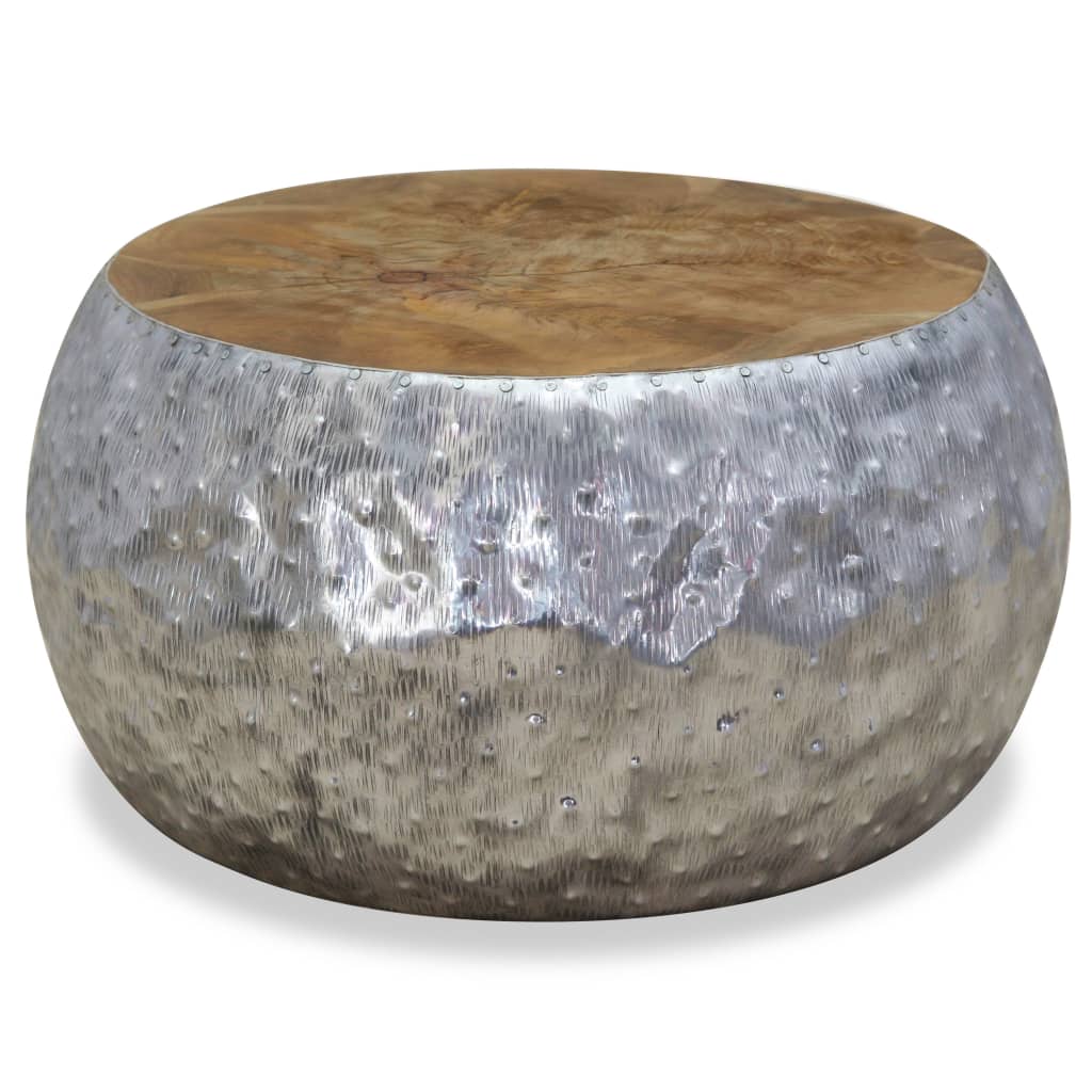 Coffee Table Aluminium Teak 60x60x30 cm - OLBRIT