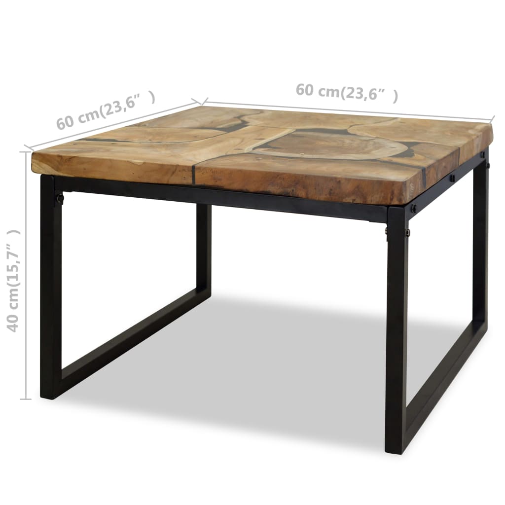 Coffee Table Teak Resin 60x60x40 cm Black and Brown - OLBRIT