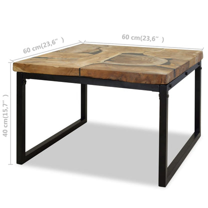 Coffee Table Teak Resin 60x60x40 cm Black and Brown - OLBRIT