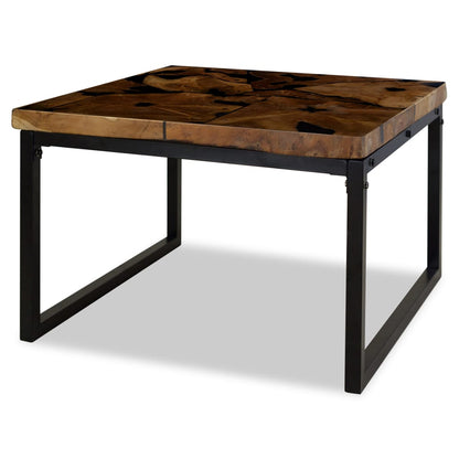 Coffee Table Teak Resin 60x60x40 cm Black and Brown - OLBRIT