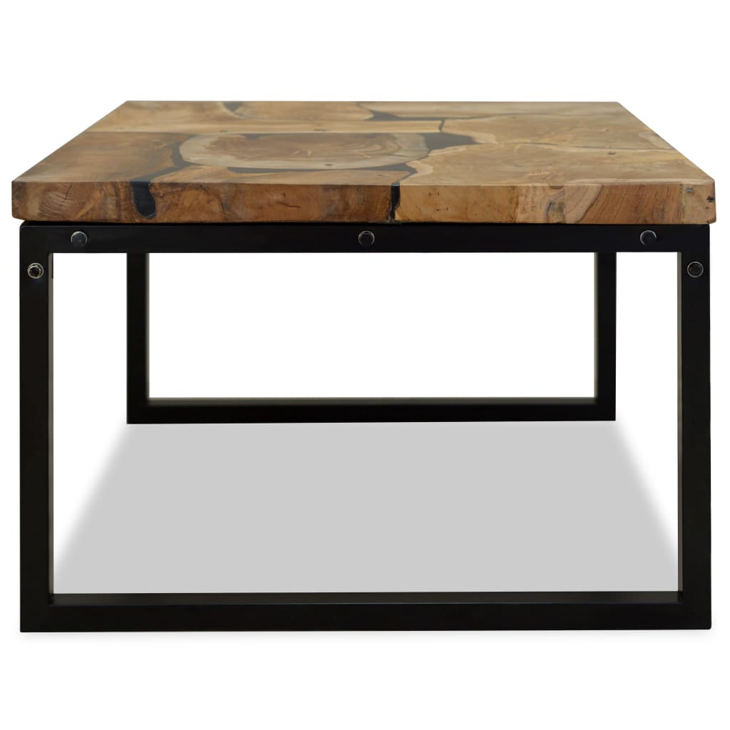 Coffee Table Teak Resin 60x60x40 cm Black and Brown - OLBRIT