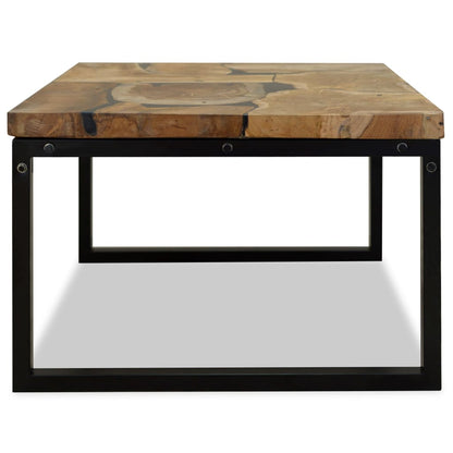 Coffee Table Teak Resin 60x60x40 cm Black and Brown - OLBRIT