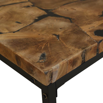 Coffee Table Teak Resin 60x60x40 cm Black and Brown - OLBRIT