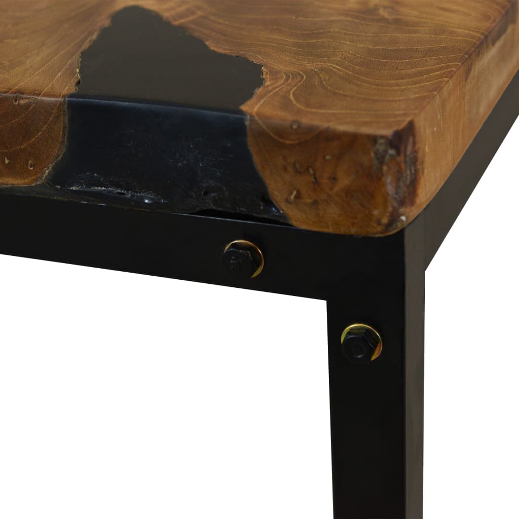 Coffee Table Teak Resin 60x60x40 cm Black and Brown - OLBRIT