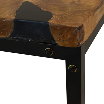 Coffee Table Teak Resin 60x60x40 cm Black and Brown - OLBRIT
