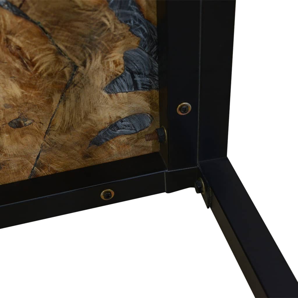 Coffee Table Teak Resin 60x60x40 cm Black and Brown - OLBRIT
