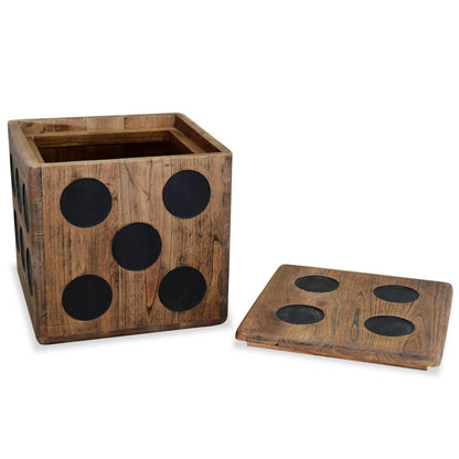 Storage Box Mindi Wood 40x40x40 cm Dice Design - OLBRIT