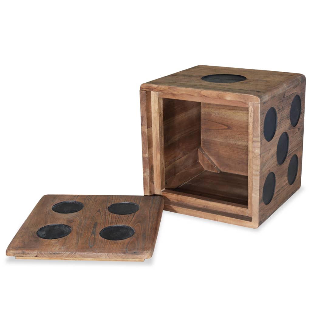 Storage Box Mindi Wood 40x40x40 cm Dice Design - OLBRIT