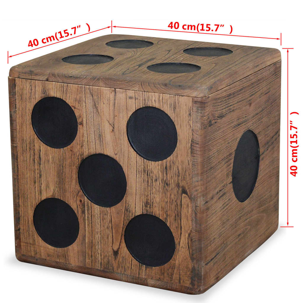 Storage Box Mindi Wood 40x40x40 cm Dice Design - OLBRIT