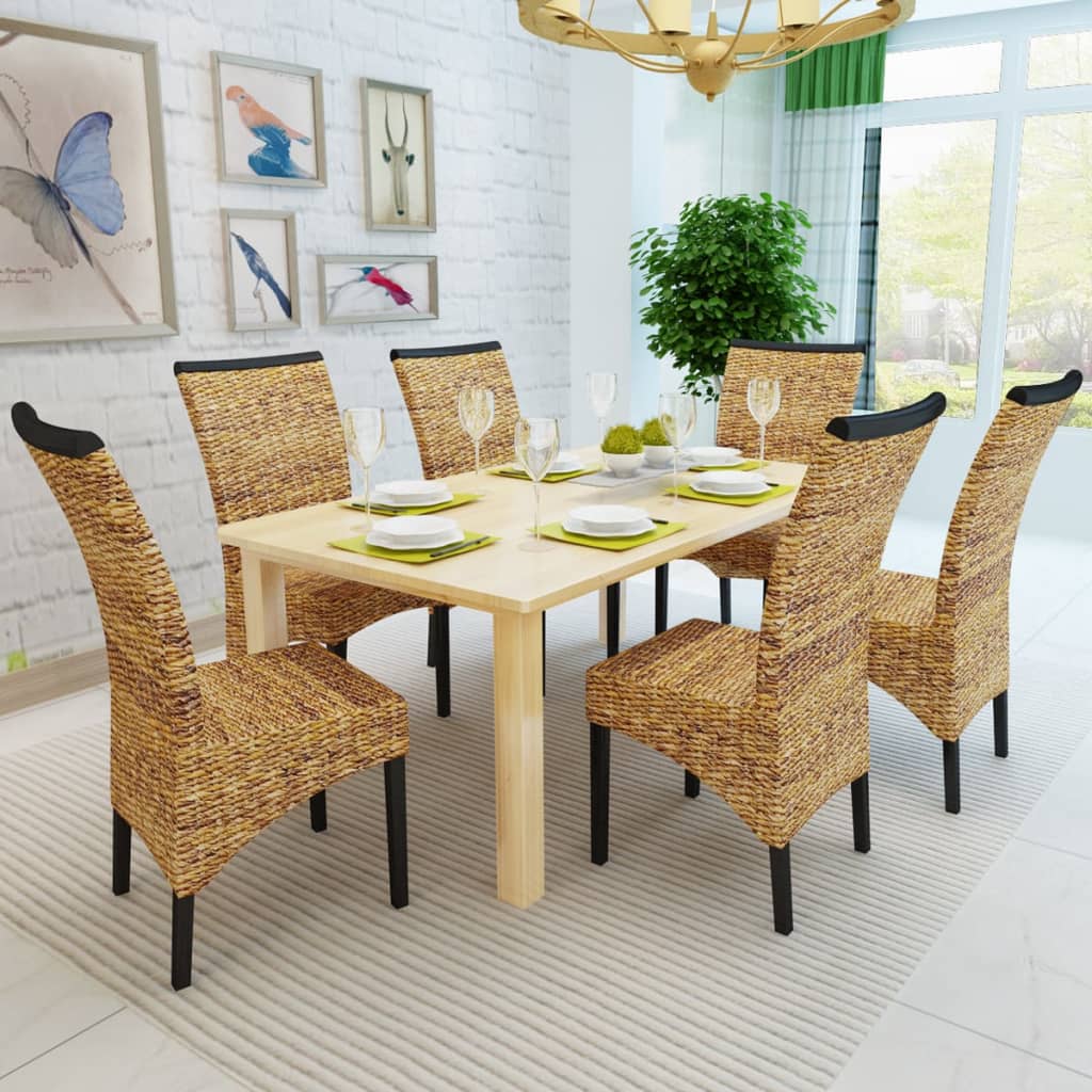 Dining Chairs 6 pcs Abaca and Solid Mango Wood - OLBRIT