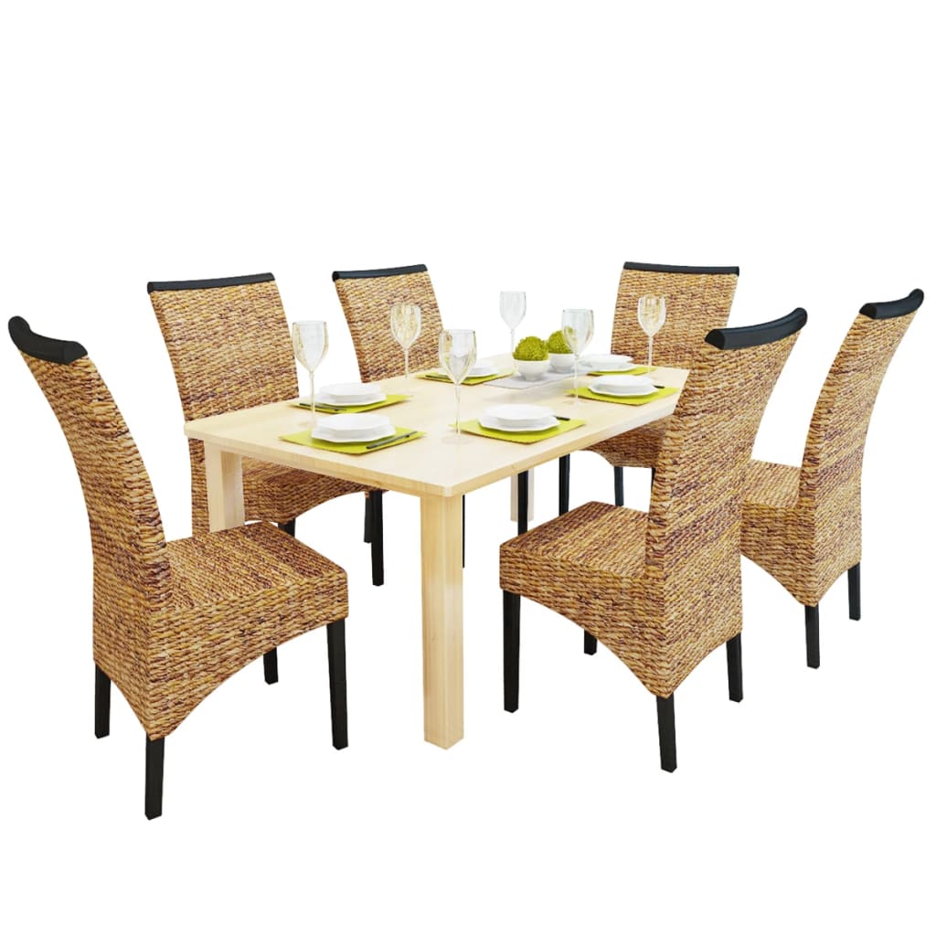 Dining Chairs 6 pcs Abaca and Solid Mango Wood - OLBRIT