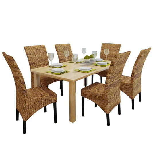 Dining Chairs 6 pcs Abaca and Solid Mango Wood - OLBRIT