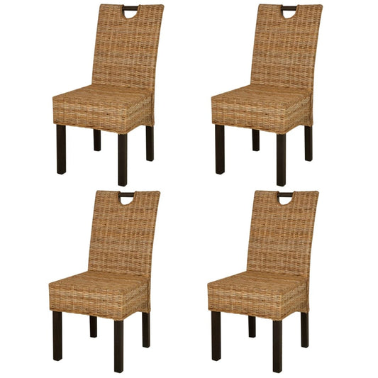 vidaXL Dining Chair 4 pcs Kubu Rattan Mango Wood - OLBRIT