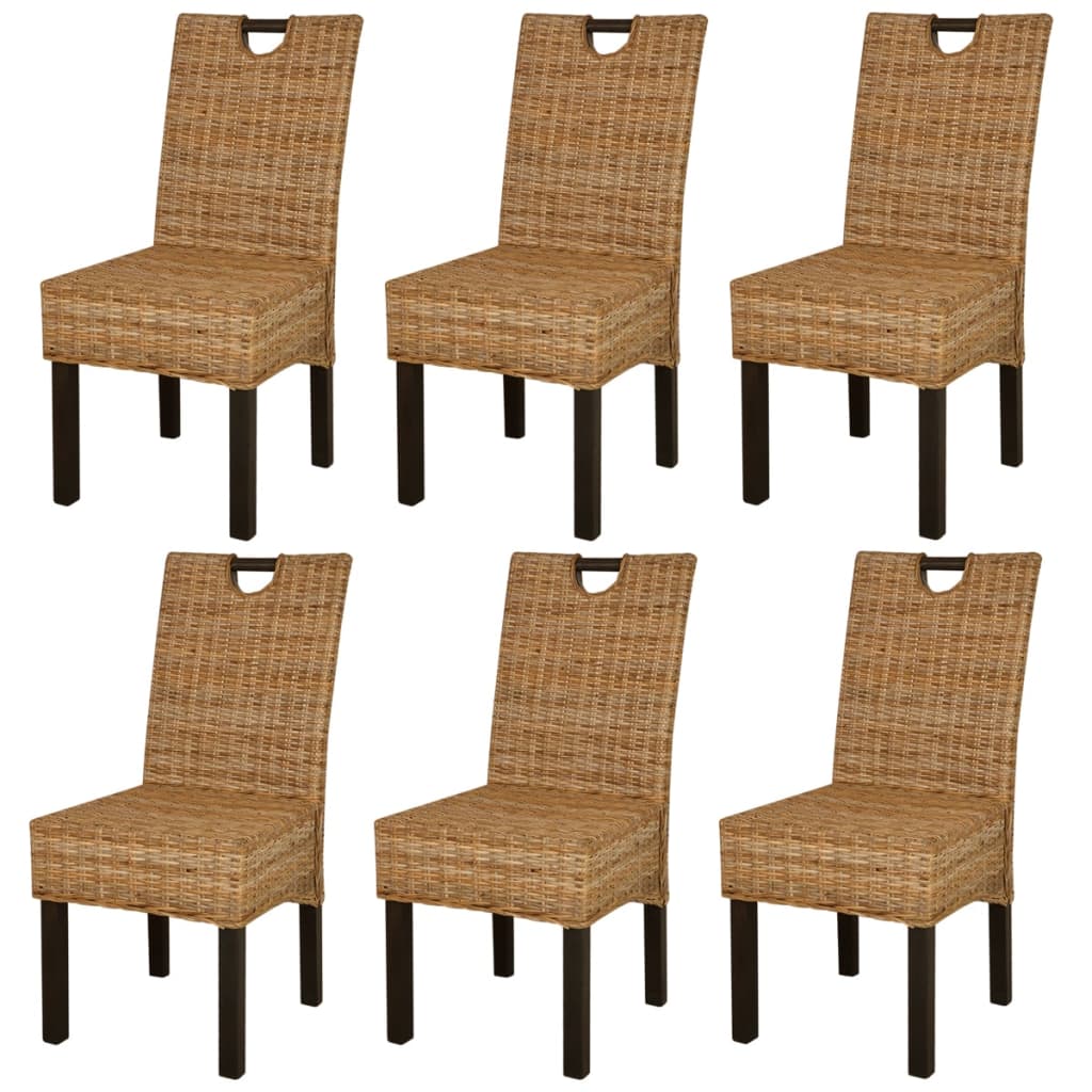 vidaXL Dining Chair 6 pcs Kubu Rattan Mango Wood - OLBRIT