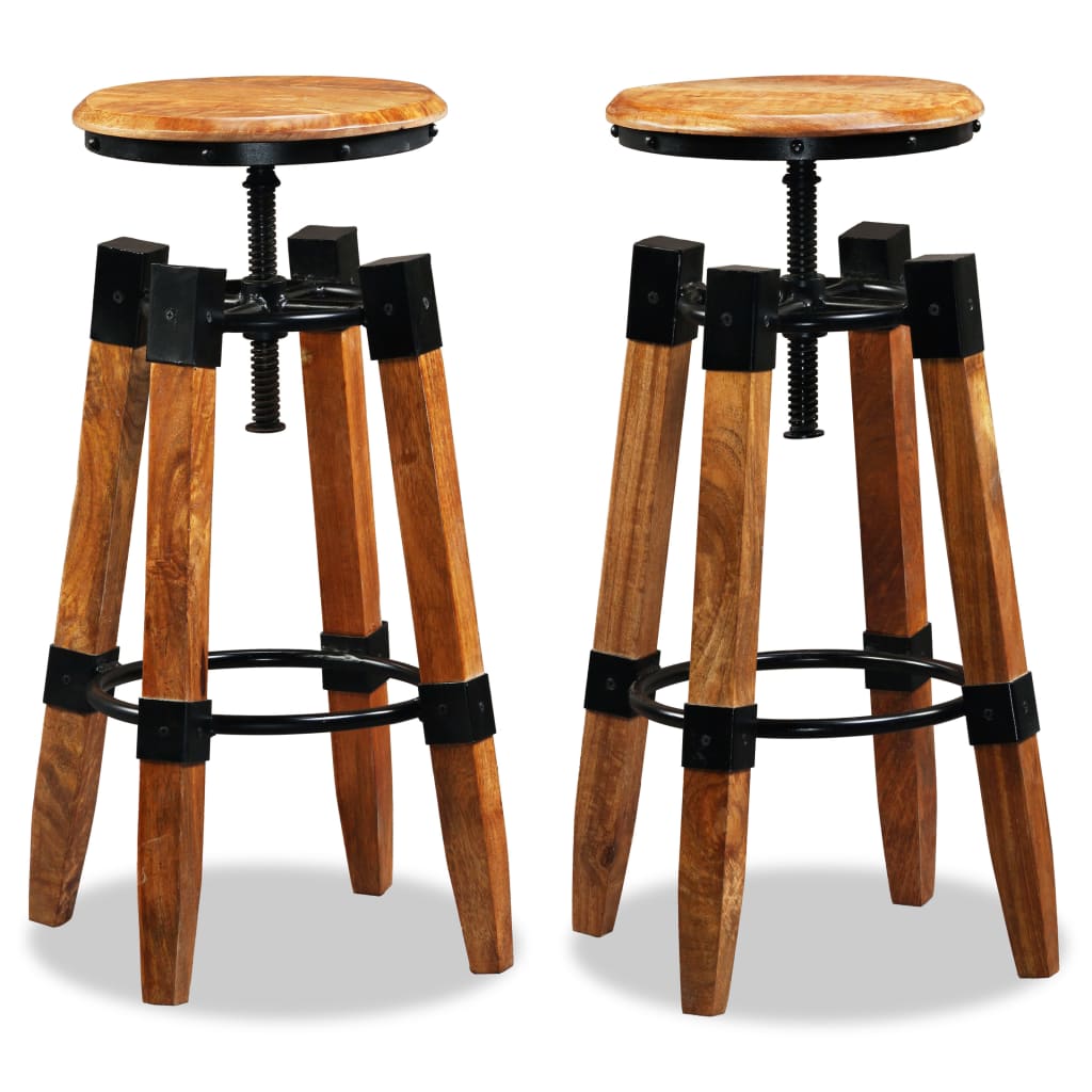 Bar Stools 2 pcs Solid Mango Wood - OLBRIT