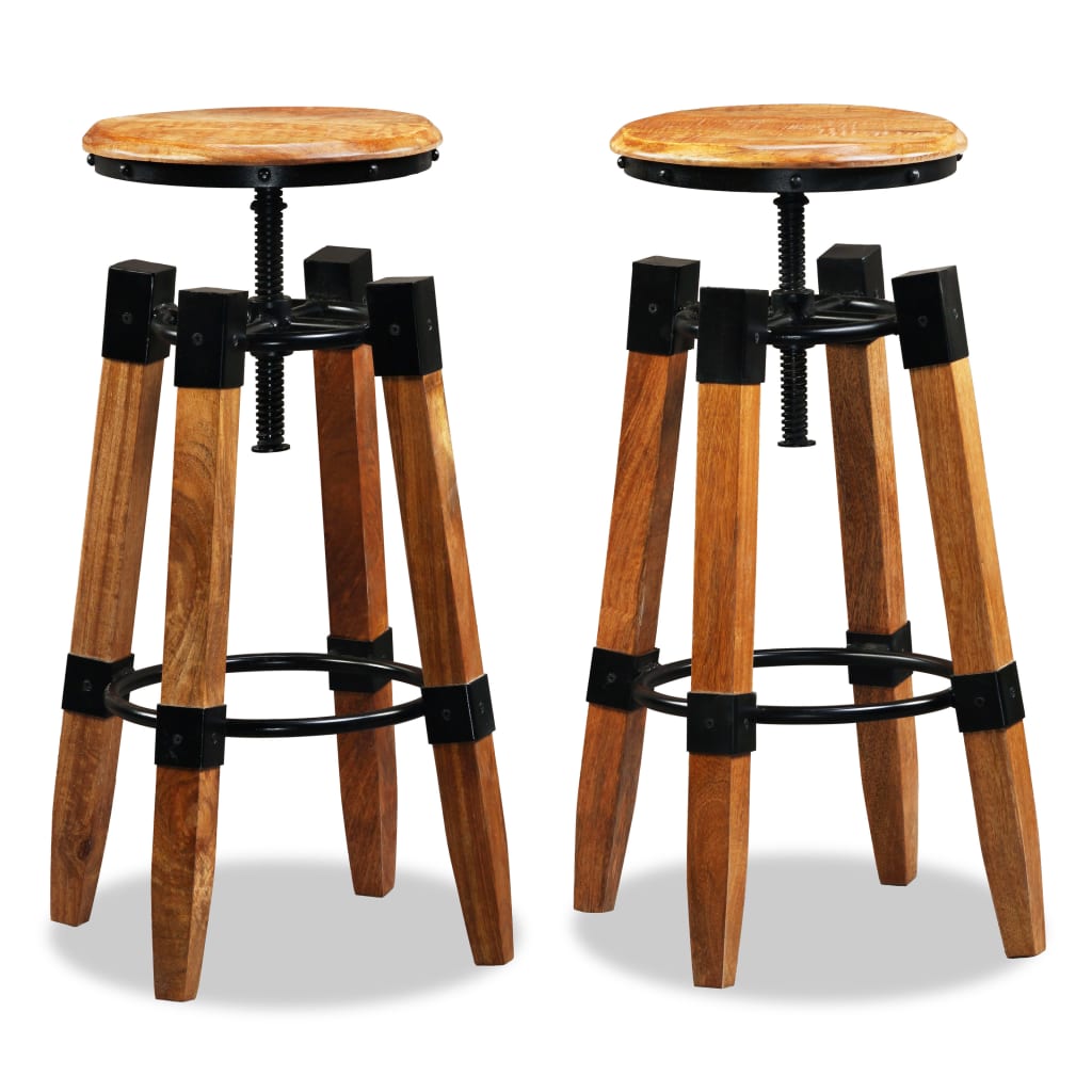 Bar Stools 2 pcs Solid Mango Wood - OLBRIT