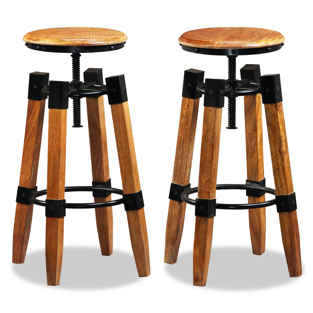 Bar Stools 2 pcs Solid Mango Wood - OLBRIT