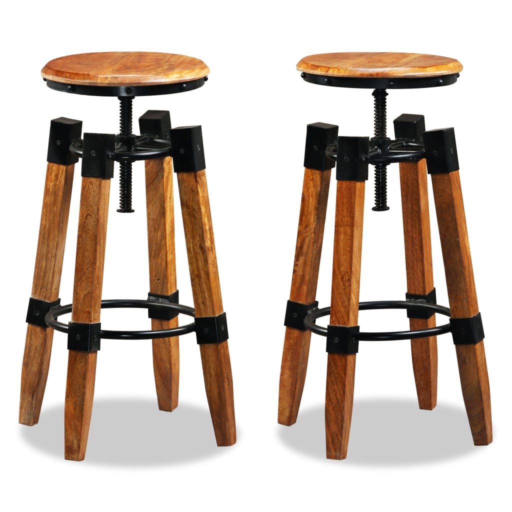 Bar Stools 2 pcs Solid Mango Wood - OLBRIT