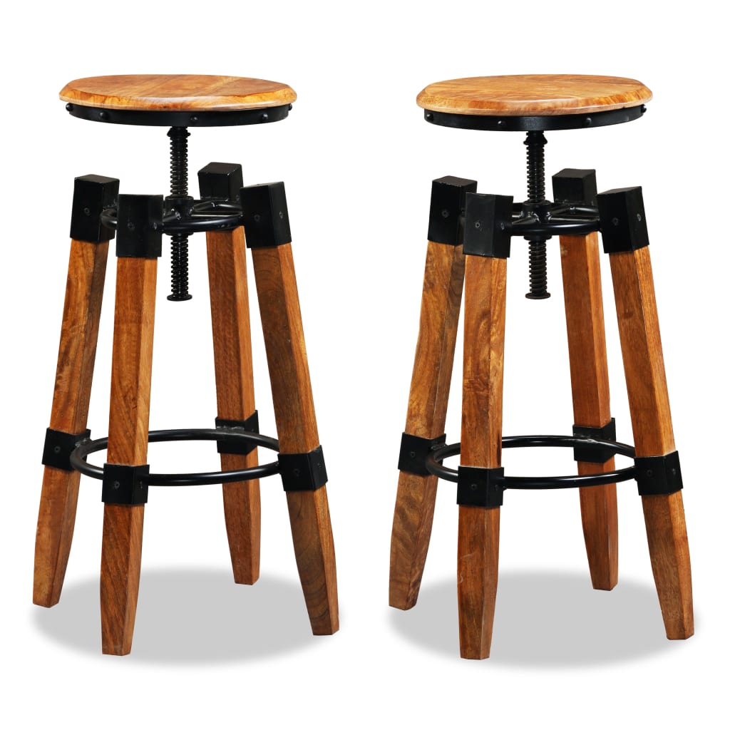 Bar Stools 2 pcs Solid Mango Wood - OLBRIT