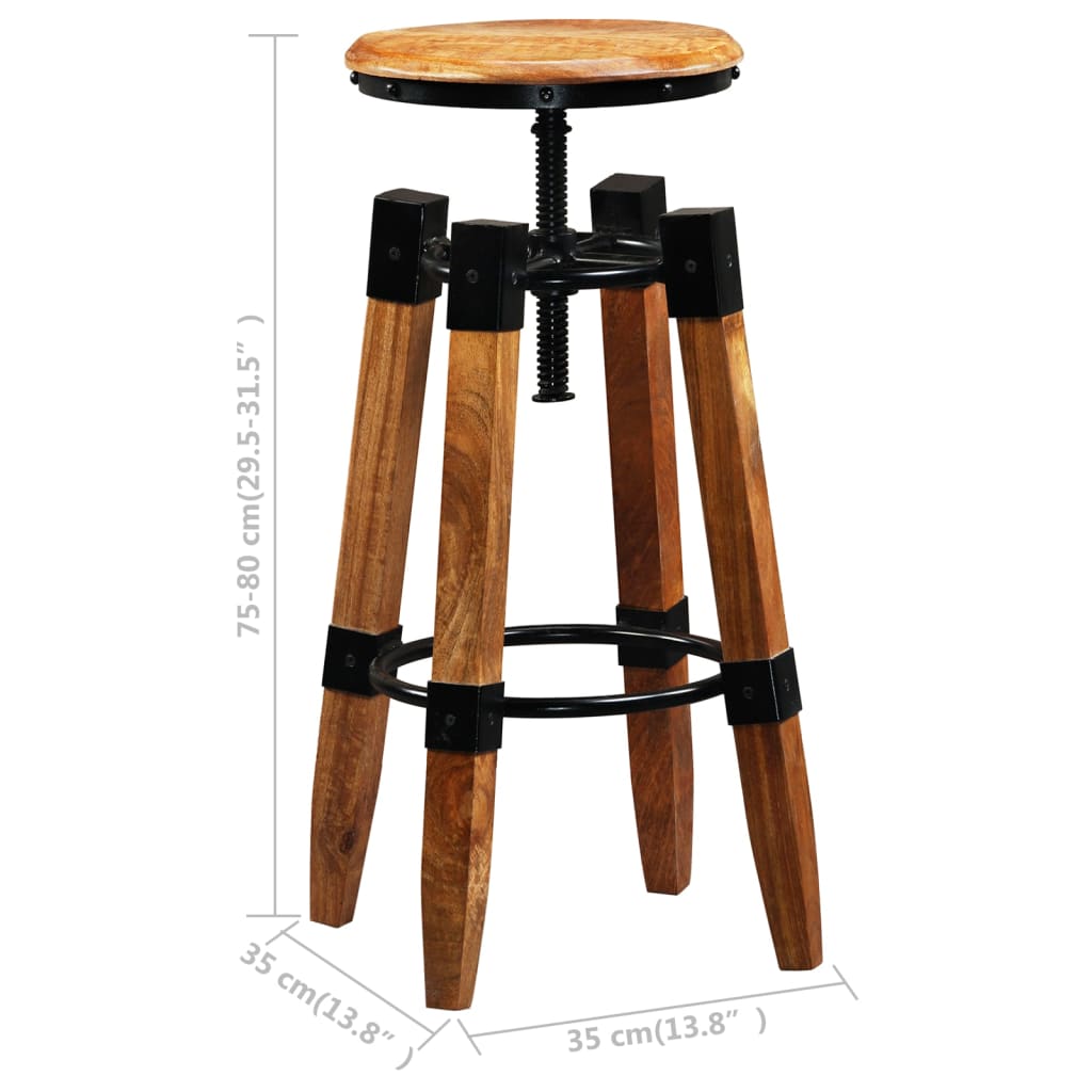 Bar Stools 2 pcs Solid Mango Wood - OLBRIT