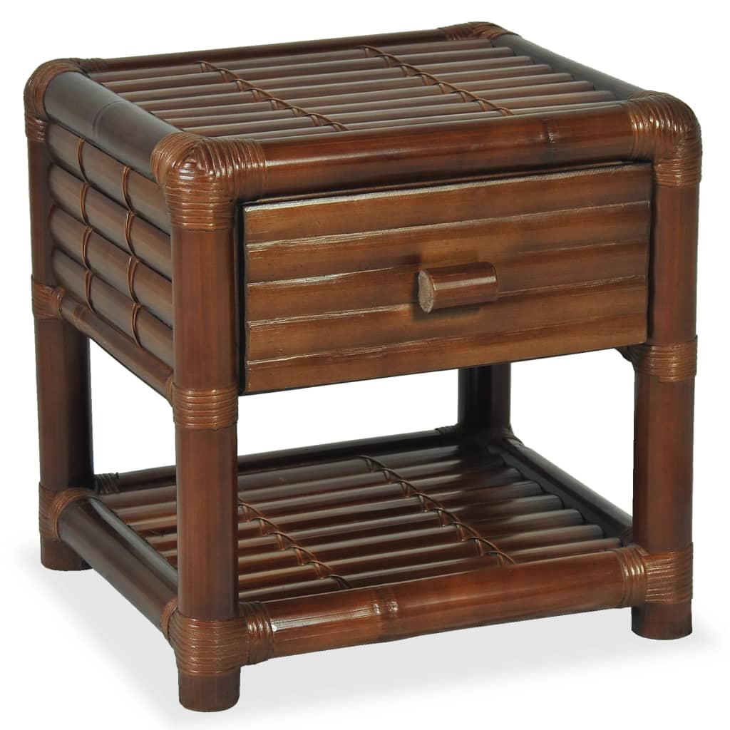 Bedside Table 45x45x40 cm Bamboo Dark Brown - OLBRIT