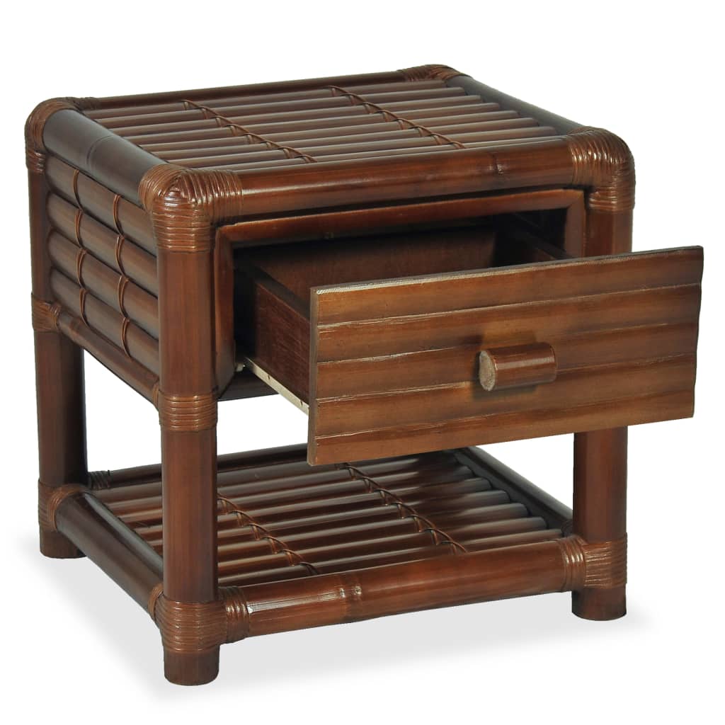 Bedside Table 45x45x40 cm Bamboo Dark Brown - OLBRIT