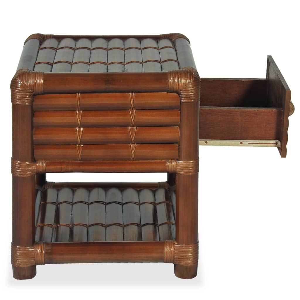 Bedside Table 45x45x40 cm Bamboo Dark Brown - OLBRIT
