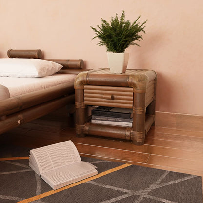 Bedside Table 45x45x40 cm Bamboo Dark Brown - OLBRIT