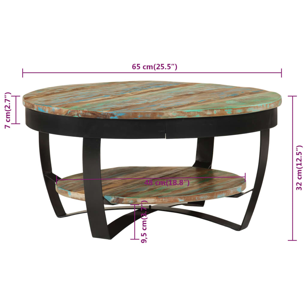 Coffee Table Solid Reclaimed Wood 65x32 cm - OLBRIT