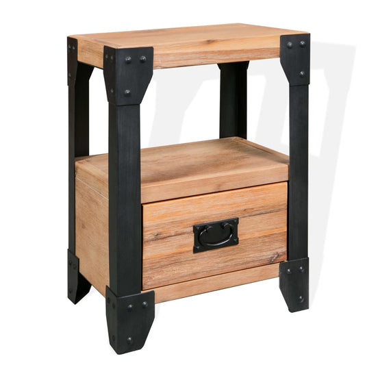 Nightstand Solid Acacia Wood Steel 40x30x54 cm - OLBRIT
