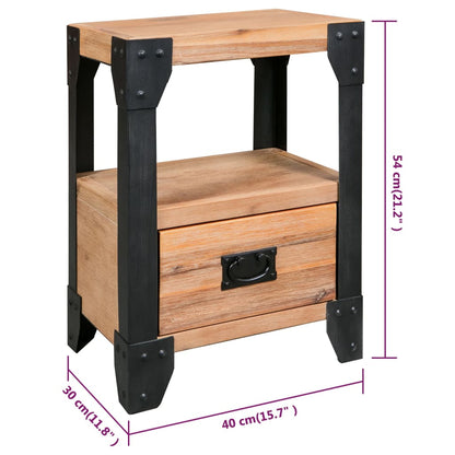 Nightstand Solid Acacia Wood Steel 40x30x54 cm - OLBRIT
