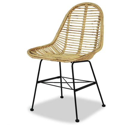 vidaXL Dining Chairs 2 pcs Natural Rattan - OLBRIT