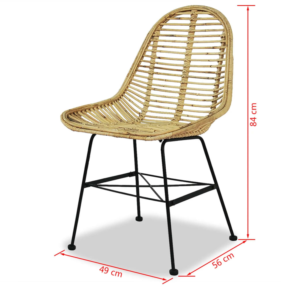 vidaXL Dining Chairs 2 pcs Natural Rattan - OLBRIT