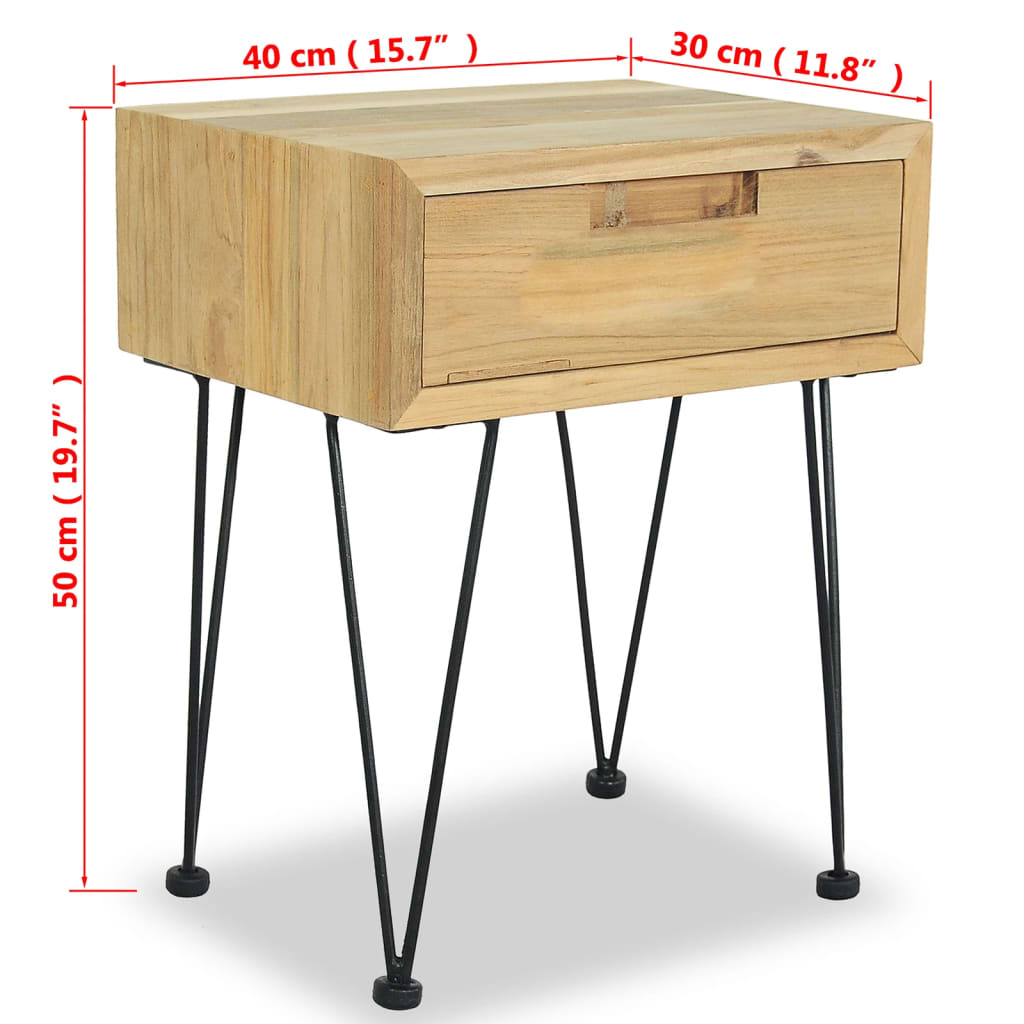Bedside Cabinet 40x30x50 cm Solid Teak - OLBRIT