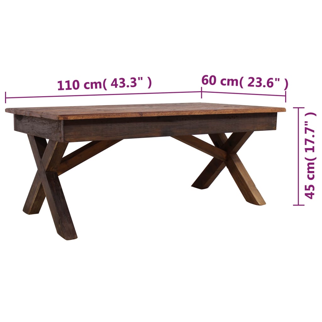 Coffee Table Solid Reclaimed Wood 110x60x45 cm - OLBRIT