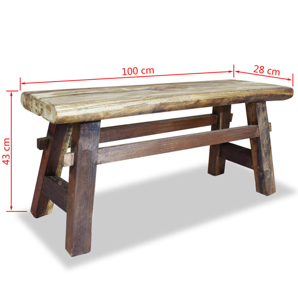 Bench Solid Reclaimed Wood 100x28x43 cm - OLBRIT