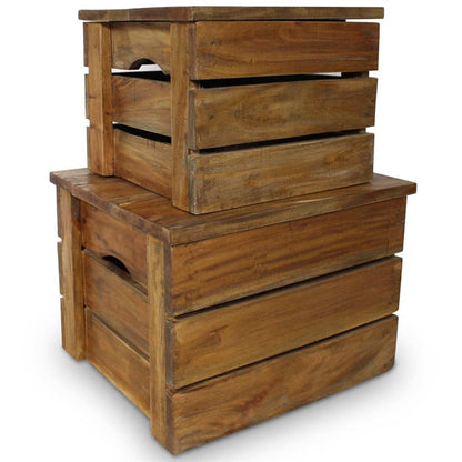 Storage Crate Set 2 Pieces Solid Reclaimed Wood - OLBRIT