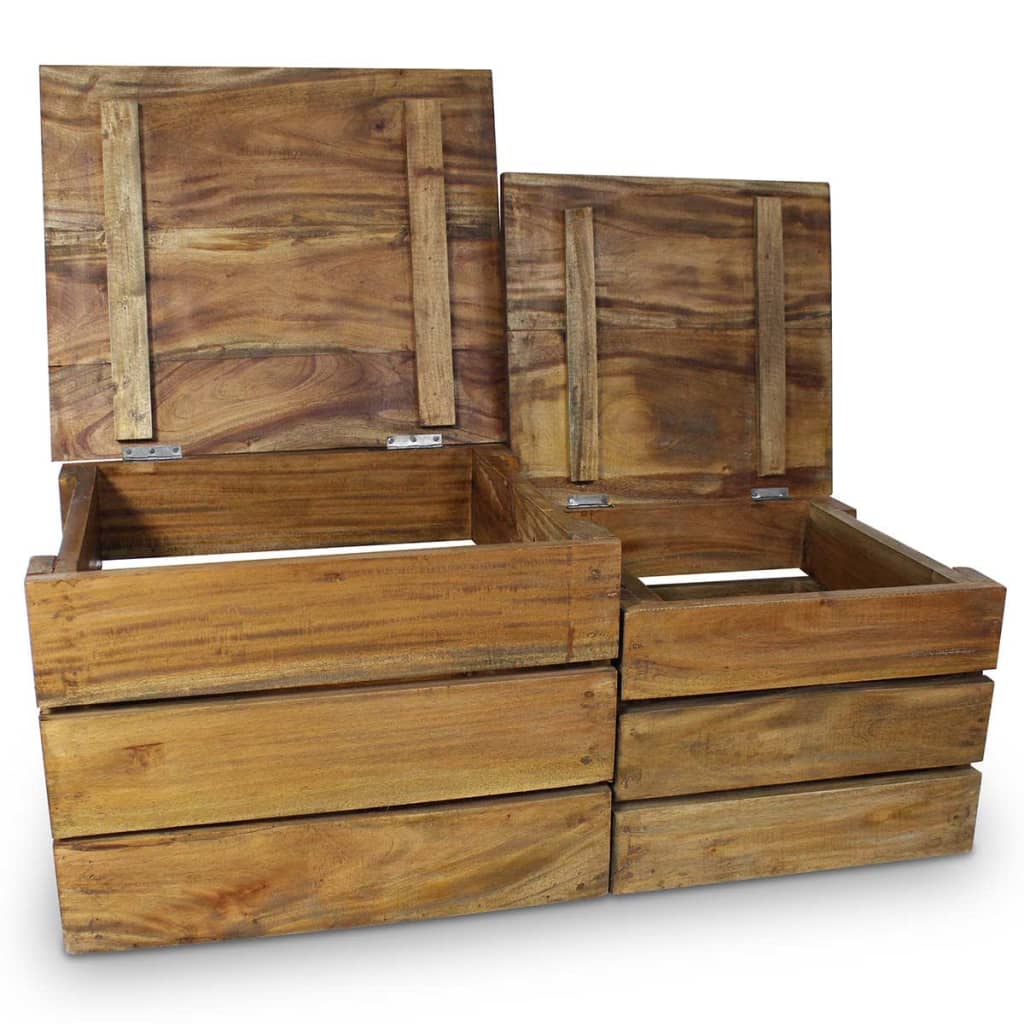 Storage Crate Set 2 Pieces Solid Reclaimed Wood - OLBRIT