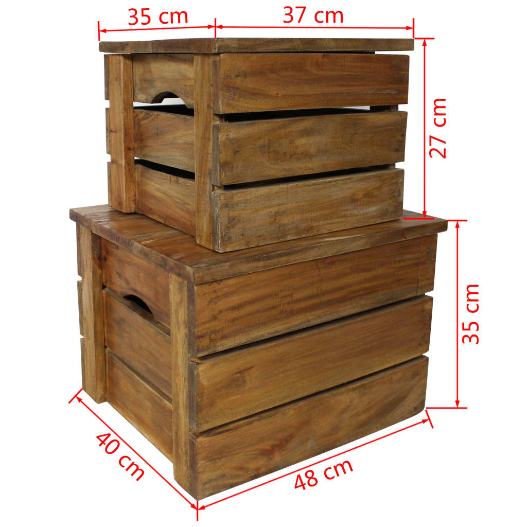 Storage Crate Set 2 Pieces Solid Reclaimed Wood - OLBRIT