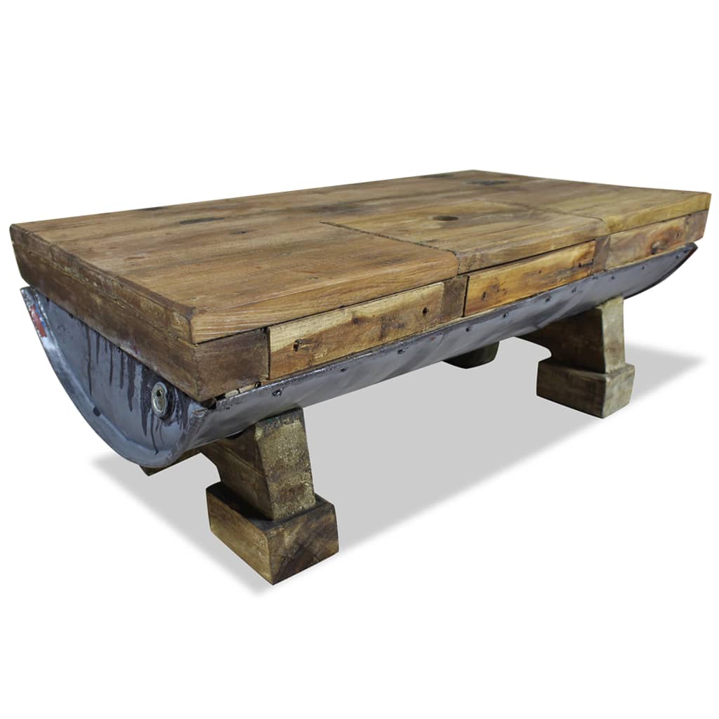 Coffee Table Solid Reclaimed Wood 90x50x35 cm - OLBRIT