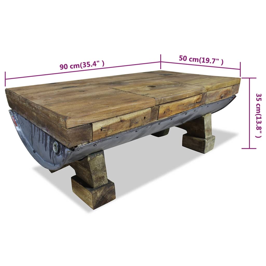Coffee Table Solid Reclaimed Wood 90x50x35 cm - OLBRIT