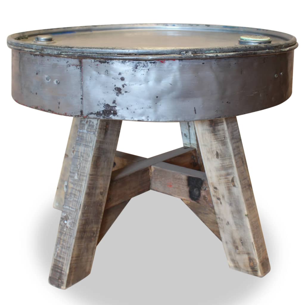 Coffee Table Solid Reclaimed Wood 60x45 cm Silver - OLBRIT
