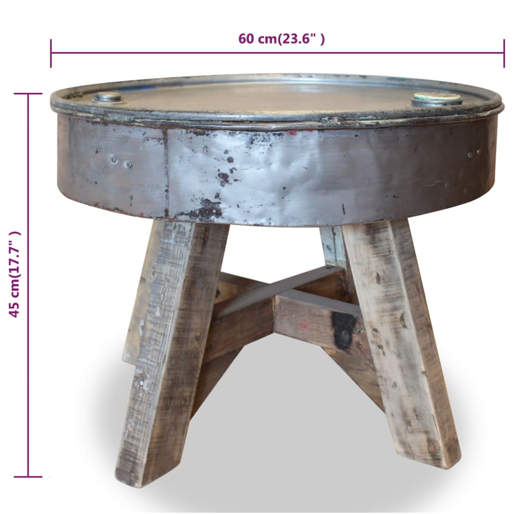 Coffee Table Solid Reclaimed Wood 60x45 cm Silver - OLBRIT