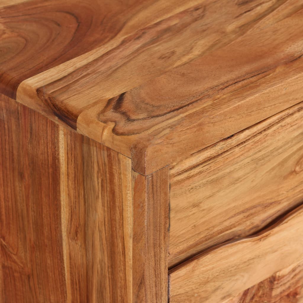 TV Cabinet Solid Acacia Wood with Carved Doors 117x30x40 cm - OLBRIT
