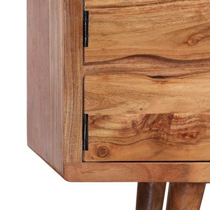 TV Cabinet Solid Acacia Wood with Carved Doors 117x30x40 cm - OLBRIT